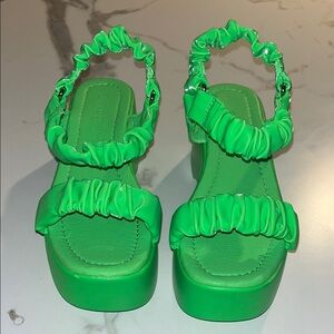Wild Diva Green Ruffled Sandals